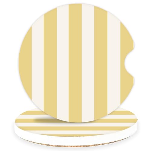 Ceramic Car Coasters – Absorbent Car Cup Holder Coaster Set for Women, Cute Aesthetic Car Accessories for Girls, 2 Pack (Golden Yellow) - color: Golden Yellow