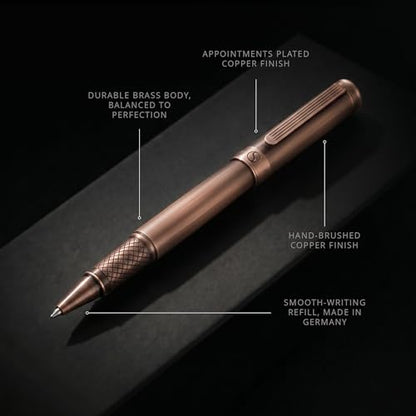 Scriveiner Copper Rollerball Pen - Stunning Luxury Pen, Schmidt Ink Refill, Best Roller Ball Gift Set for Men & Women, Professional, Executive Office, Nice Pens - color: 24. Copper