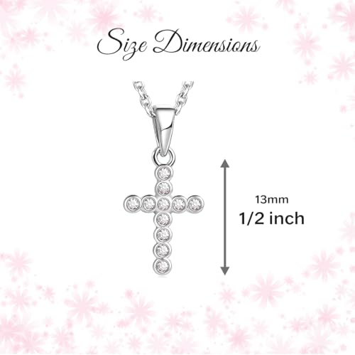 Precious Pieces CZ Cross Necklace, .925 Sterling Silver or 14K Gold-Plated - color: White Round-16-18