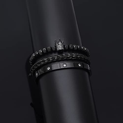 WFYOU Stainless Steel Bracelets for Men Gold Cuff Bracelet Birthday Gifts - color: Black 11