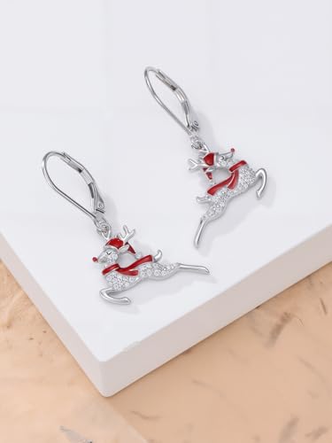 Dorunmo 925 Sterling Silver Dangle Drop Earrings for Women Holiday Earrings Hypoallergenic Halloween Christmas Jewelry Festival Gifts for Women - style: Christmas-Reindeer-01