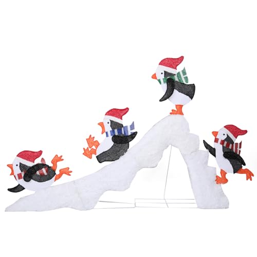 7 FT Lighted Christmas Penguin On Slide, Pre‑Lit Outdoor Yard Decor - size: 51''*82.68''