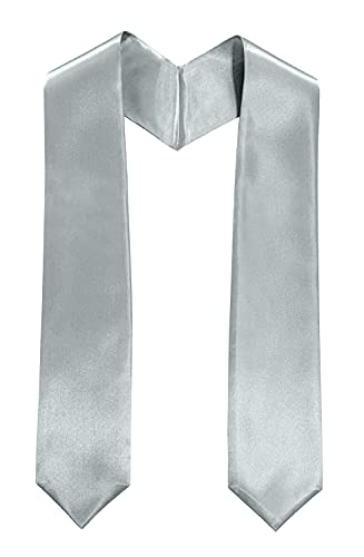 MyGradDay Plain Graduation Stole Colorful Stole for Adult Length 60",Rich in Color - color: Grey