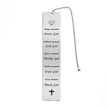 Jzxwan Religious Gifts for Women Men, Religious Bible Verse Inspirational Healing Spiritual Gifts Bookmark for Pastor, Happy Moments Praise God - color: Thank God