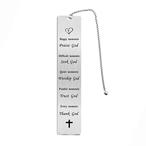 Jzxwan Religious Gifts for Women Men, Religious Bible Verse Inspirational Healing Spiritual Gifts Bookmark for Pastor, Happy Moments Praise God - color: Thank God