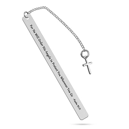 Heigebi Stainless Steel Bible Verse Bookmarks Inspirational Gifts for Women Men Christian Religious Gifts for Friend Girls Book Lover Reading Lovers