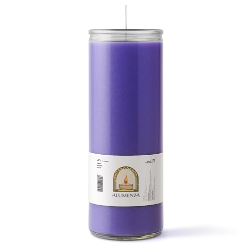 6pk Purple Morado 90hr | 7-Day Prayer Candles - Glass Jar Veladoras, Unscented Paraffin Wax | Spiritual Power Justice Novena - Catholic Hispanic Church Altar, Memorial Vigil, Wisdom Authority - color: Purple