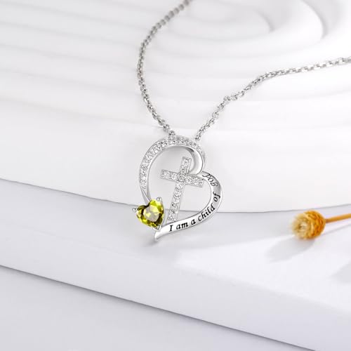MANBU Sterling Silver Cross I am a Child of God Necklace for Girls - style: 08-August