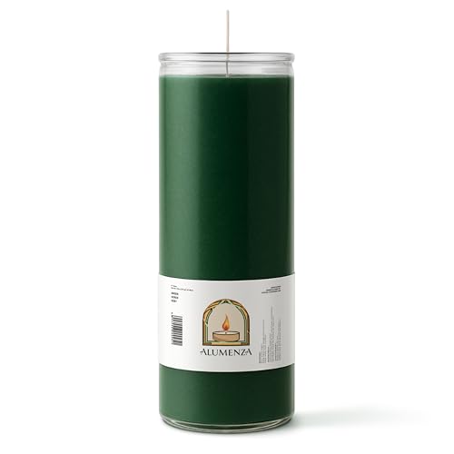 3pk Green Verde 90hr | 7-Day Prayer Candles - Glass Jar Veladoras, Unscented Paraffin Wax | Money, Prosperity & Luck Novena, Catholic Hispanic Church Altar, Memorial Vigil, Business Abundance - color: Green