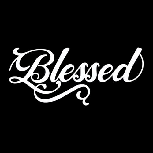2-Pack Blessed Vinyl Decal - 5.5"x2.4" Waterproof Christian Lettering Sticker for Cars, SUVs, RVs & Laptops - BD54 (White) - color: White