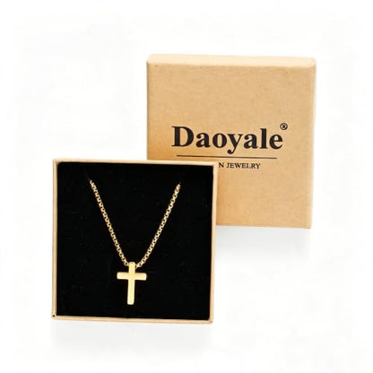 Stainless Steel Cross Necklace for Teen Boys Kids Gifts 16-20 Inch - color: Gold, size: 20Inch
