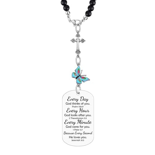 Cross Car Charms for Women Friends Inspirational Bible Verse for Niece Her Baptism Present for Best Friend Sister Car Hanging Accessories Religious Gift for Women Faith New Driver Gift - color: Butterfly Cross Themed Style3