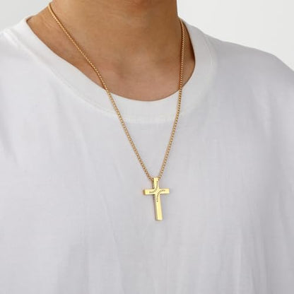 Baseball Bible Verse Cross Necklace for Boys Men, Stainless Steel Cross Pendant Baseball Game Day Christian Religious Jewelry Gifts for Teen Boys Kids - color: Gold, style: Joshua 1:9