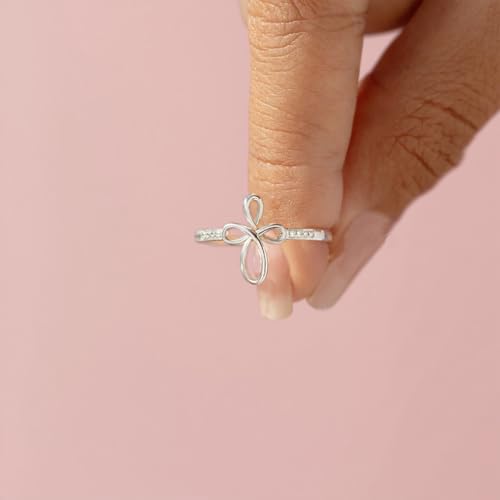 Sterling Silver Cross Ring for Women S925 Adjustable Ring Christian Pray Cross Thumb Rings With Inspirational Card Easter Gift, Confirmation Gifts,Baptism Gifts