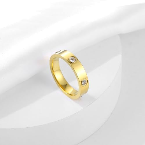 YCSLYW Ladies Stainless Steel Ring Love Friendship Ring Golden high polishing, low allergy Wedding Jewelry Valentine's Day Birthday Gift, 5-10 - color: Love Gold, size: 7