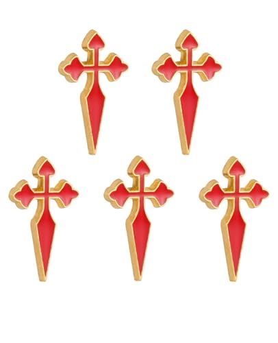 Cottvott Holy Spirit Enamel Dove Lapel Pins/Holy Chalice Pins Catholic Crucifix Jesus Cross Lapel Pins Religious Brooches Women Men Christian Party Favors - color: 5pcs-cross-red color