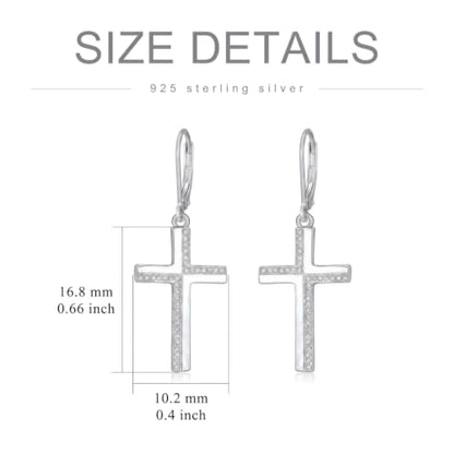 Cross Earrings for Women 925 Sterling Silver Cross Dangle Leverback Drop Earrings Christian Religious Jewelry Gifts Hypoallergenic