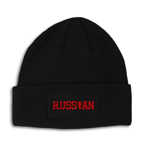 Custom Patch Beanie Russian Orthodox Cross Christ Jesus God Skull Cap Hats for Men & Women Acrylic One Size - color: Black Design Only