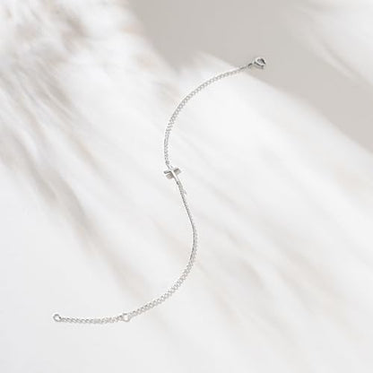LUCA SMITH 925 Sterling Silver Cross Bracelet for Women Adjustable Stackable Dainty 14K Gold/Silver Cute Tiny Symbolic Cross Pendant Charm Link Chain Faith-Based Jewelry - color: silver