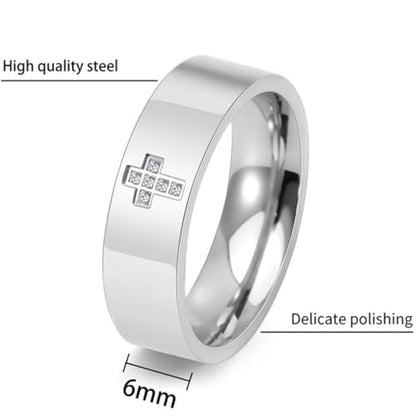 Jude Jewelers 6mm Stainless Steel Christian Cross Religious Wedding Band Statement Anniversary Ring - color: Silver