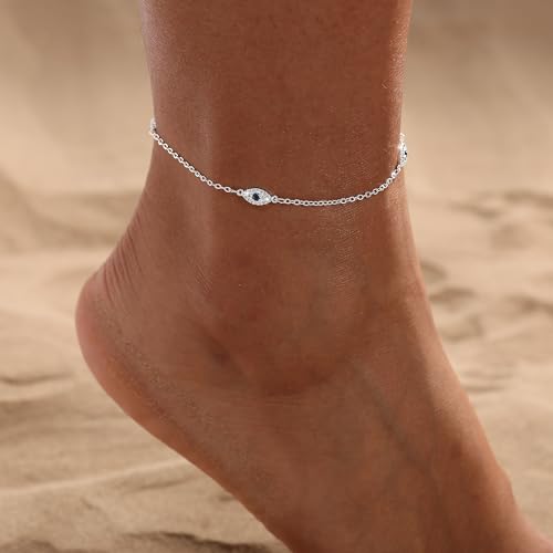 Ankle Bracelets for Women Waterproof Non Tarnish Anklet - style: Evil Eye-SL