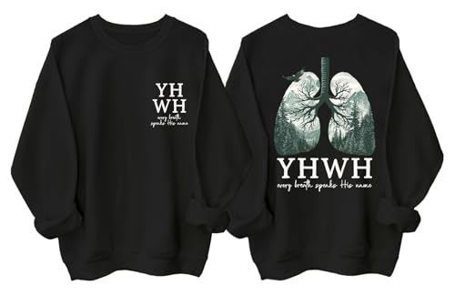 Christian Sweatshirt Women Men YHWH Hoodie Shirt Jesus Faith Inspirational Funny Letter Printed Graphic Pullover Tops - color: Black1, size: XX-Large