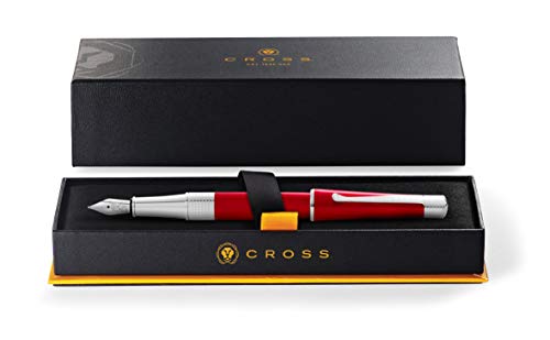 Cross Beverly Refillable Fountain Pen, Medium Nib, Includes Premium Gift Box - Translucent Red Lacquer - color: Translucent Red Lacquer, style: Fountain Pen