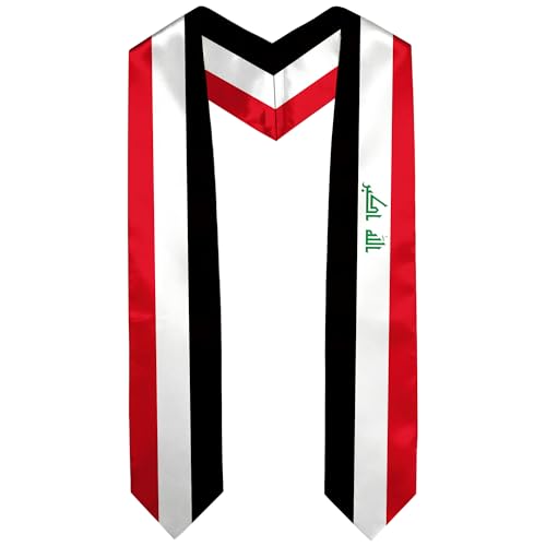 Graduation Satin Sash Scarf 72" Stole - color: Iraq Flag