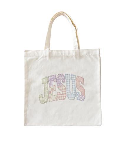 Christian Jesus Inspirational Canvas Tote Bag for Church Baptism - color: Jesus2