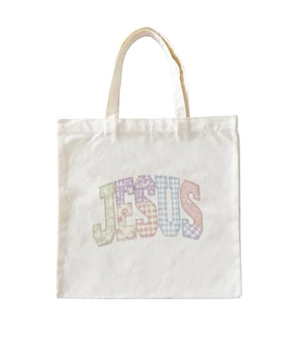 Christian Jesus Inspirational Canvas Tote Bag for Church Baptism - color: Jesus2
