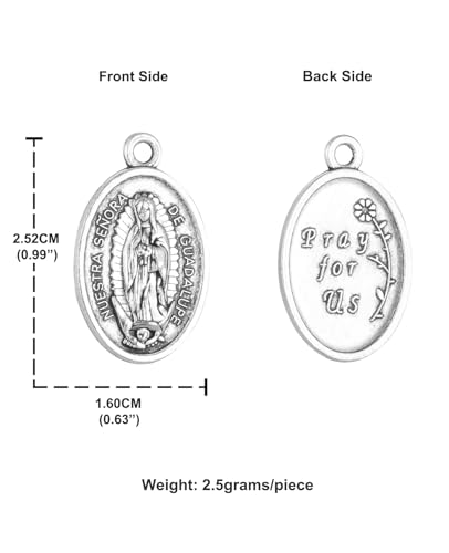 COTTVOTT Saint Therese of Lisieux/Saint Mother Teresa of Calcutta/Divine Mercy Jesus/Mater Dolorosa Patron Saint Medal Charm Pendant for DIY Rosary Necklace Bracelet Jewelry Making Part - color: 30pcs-Our Lady of Guadalupe
