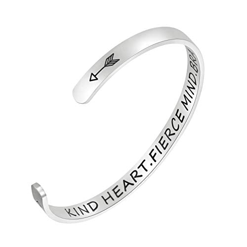 Fesciory Inspirational Bracelets for Women, Stainless Steel Cuff Bangle - color: Silver-25