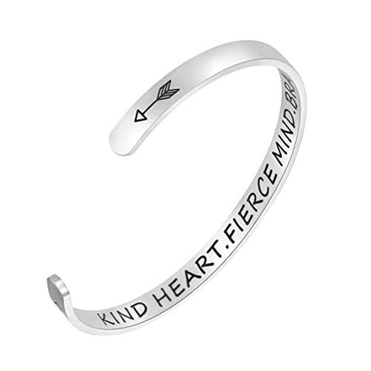 Fesciory Inspirational Bracelets for Women, Stainless Steel Cuff Bangle - color: Silver-25