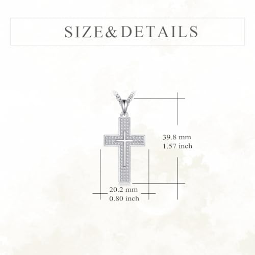 YFN Cross Necklace Sterling Silver Religious Cross Pendant Jewelry Christian Gifts for Women Men - style: A. White Cubic zirconia