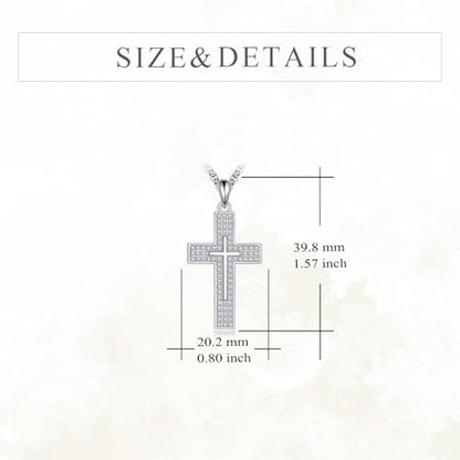 YFN Cross Necklace Sterling Silver Religious Cross Pendant Jewelry Christian Gifts for Women Men - style: A. White Cubic zirconia