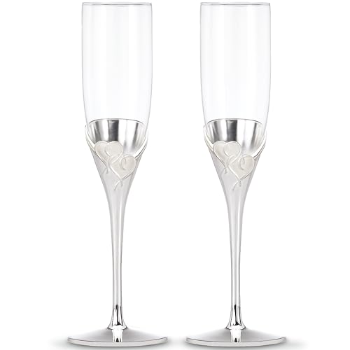 Lenox True Love Silverplate Champagne Flutes, Set of 2 - style: Flute Pair