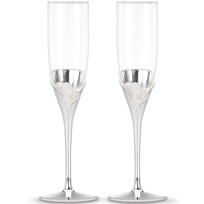 Lenox True Love Silverplate Champagne Flutes, Set of 2 - style: Flute Pair