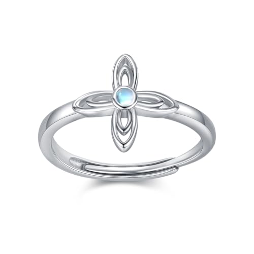 TRISHULA Sterling Silver Opal Faith Cross Ring