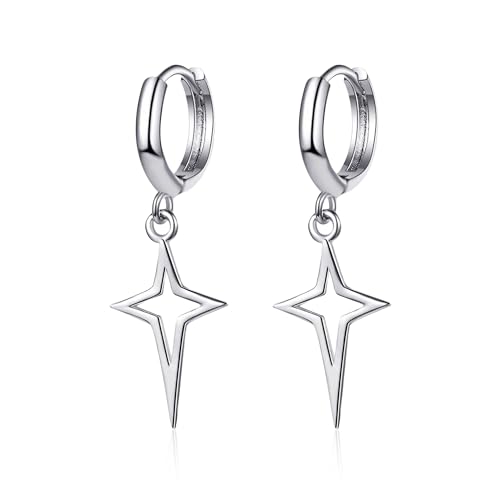 Minimalist Cross Hollow Star Dangle Drop Small Hoop Earrings Constellation Tiny Star Cartilage Huggie Earring Jewelry