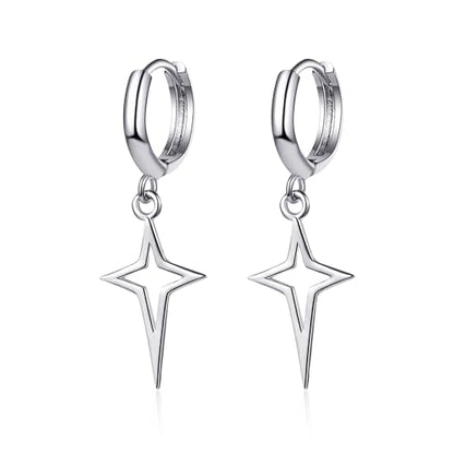 Minimalist Cross Hollow Star Dangle Drop Small Hoop Earrings Constellation Tiny Star Cartilage Huggie Earring Jewelry