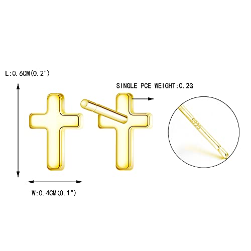 EVER FAITH 925 Sterling Silver Mini Cross Stud Earrings Fashion Minimalist Tiny Jewelry for Women Teen - color: 14K Gold