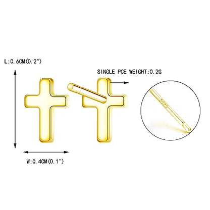 EVER FAITH 925 Sterling Silver Mini Cross Stud Earrings Fashion Minimalist Tiny Jewelry for Women Teen - color: 14K Gold