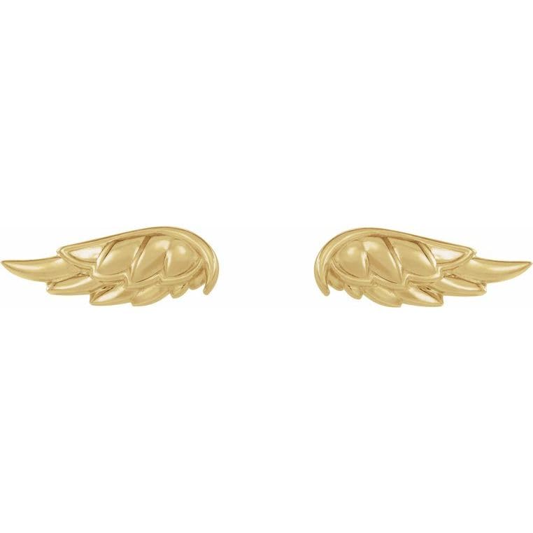 14k Yellow Gold Angel Wing Earrings Dazzling
