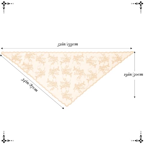 Lystaii Triangle Lace Mantilla Veil Catholic Chapel Head Covering Scarf - color: Champagne