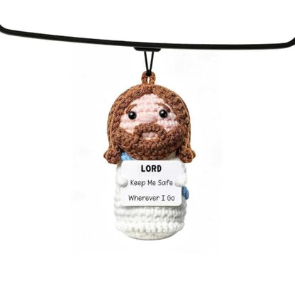 Crochet Jesus Car Mirror Hanging, Lord Keep Me Safe, Christian Gift - color: Lord Keep Me Safe Wherever I Go