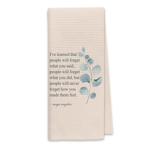 Dibor Maya Angelou Quote Orange Kitchen Towels Dish Towels Dishcloth,I've Learned That People Will Forget What You Said Decorative Absorbent Drying Cloth Hand Towels Tea Towels for Bathroom Kitchen - color: Orange