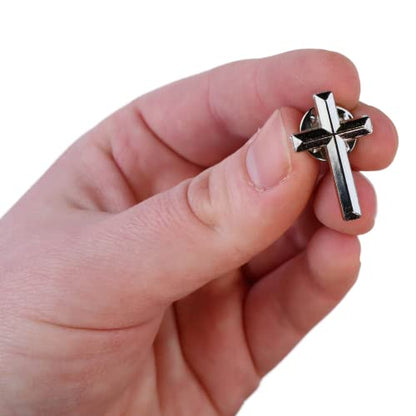 Needzo Cross Lapel Pin with Prayer Card, Religious Father’s Gift, 1 Inch Emblem for Catholic Men, 4 by 2 Inch Devotional