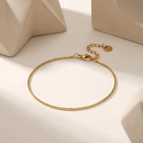 18K Gold Plated Pearl Beaded Cross Bracelets for Women Adjustable - color: Box-Gold