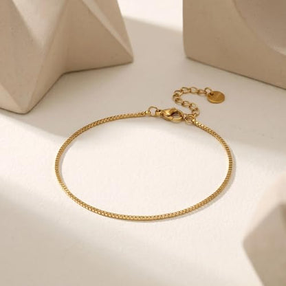18K Gold Plated Pearl Beaded Cross Bracelets for Women Adjustable - color: Box-Gold