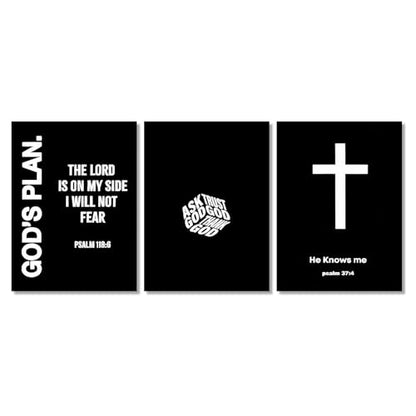 QBZWART Christian Jesus Wall Art, Black White God Canvas, Religious Bible Verse Poster, Modern Cross Painting, Scripture Prints for Bedroom, 16x24 Inch Unframed, Set of 3 - color: Christian Jesus Wall Art, size: 16x24Inch